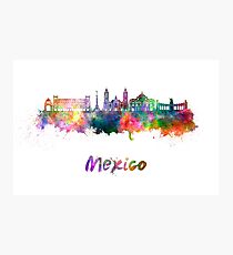 Mexiko City Skyline im Aquarell Fotodruck