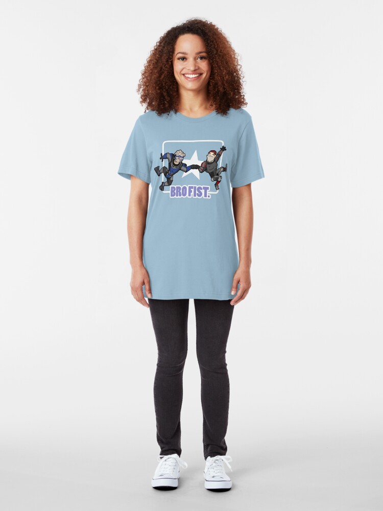 Alternate view of Bro's 4 life - Mass Effect Slim Fit T-Shirt