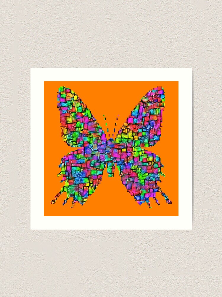 Alternate view of Artificial neural style Simplex pixel Papilio Gloria butterfly Art Print