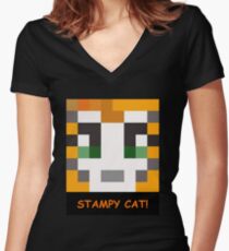 Stampy Cat! Women's Fitted V-Neck T-Shirt