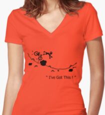 Cycling Crash, Mountain Bike " I've Got This ! " Cartoon Women's Fitted V-Neck T-Shirt