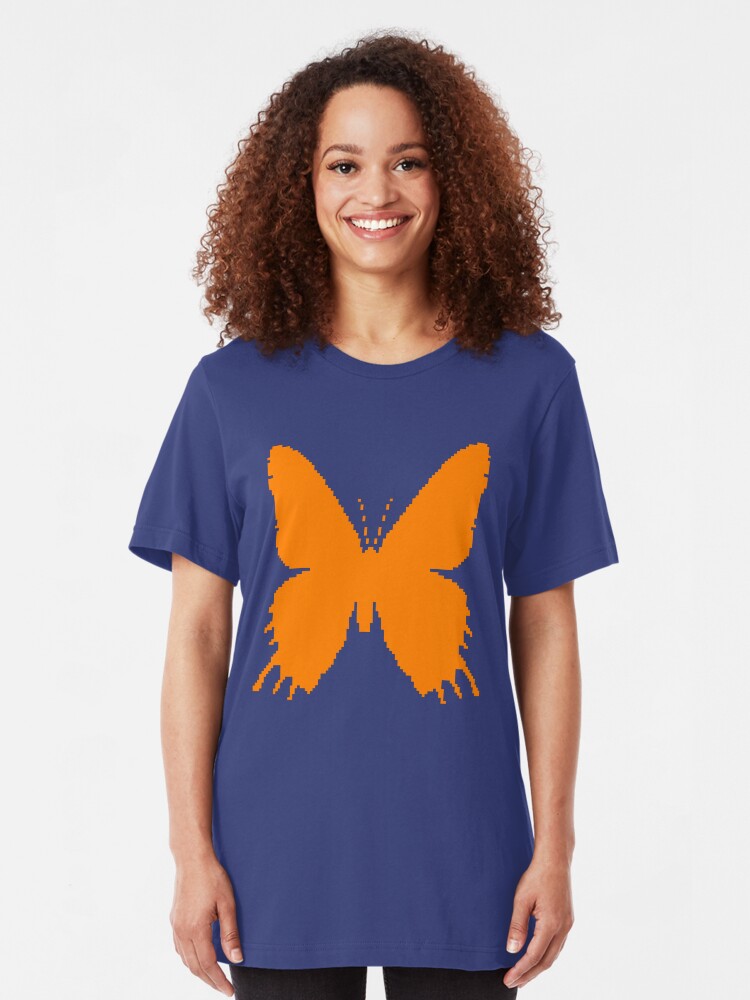Alternate view of 8-bit Simplex pixel Orange butterfly Slim Fit T-Shirt