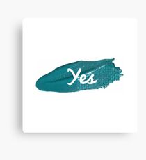 Yes print on green blue paint smear Canvas Print