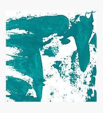 Artistic brush paint smears in sea green Photographic Print
