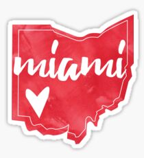 Miami - Miami University, Ohio Watercolor Heart Sticker