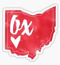 Ox - Miami, Ohio - Watercolor heart Ohio Sticker