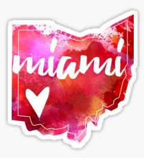 Miami University - Miami, Ohio - Watercolor Heart Ohio Sticker
