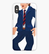 Cartoon man in blue suit striped tie and open mouth iPhone Case/Skin