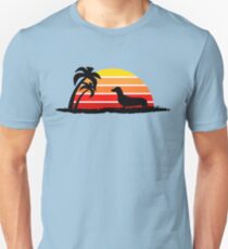 Dachshund on Sunset Beach Unisex T-Shirt