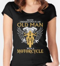Never Underestimate Old Man With A Motorcycle Fitted Scoop T-Shirt
