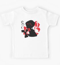 Silhouette of a Young female holding hot coffee Kids Tee