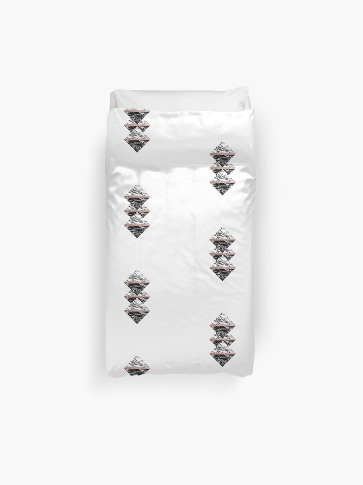 Black And White Marble Triangles And Rose Gold Duvet Cover By