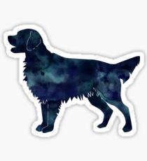 Golden Retriever and Flat-Coated Retriever Black Watercolor Silhouette Sticker
