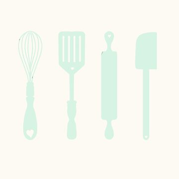 Kitchen Utensils (Green) Poster for Sale by ArtByDecember