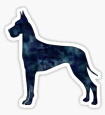 Deutsche Dogge Black Aquarell Silhouette Sticker