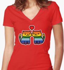 Camiseta entallada de cuello en V Neko Atsume Gay Pride Merch