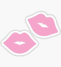 Pink Pastel Lips with Blue Stripes Sticker