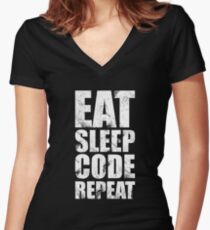 Eat Sleep Code Repeat (Software Engineer/Programmer/App Developer) Women's Fitted V-Neck T-Shirt