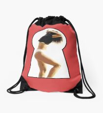 Woman in the Keyhole Drawstring Bag