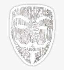 V For Vendetta - Guy Fawkes Masks - Typography Sticker