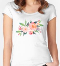 Aquarell Blumenstrauß Tailliertes Rundhals-Shirt