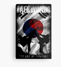 Taekwondo Mountain Fighter White Vintage 2 - Korean Martial Art Metal Print