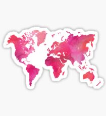 Pink Watercolor Texture World Map Sticker