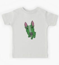 Sporty Bull Terrier Green and White Kids Tee