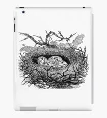 Vintage Bird Nest with Eggs Illustration Retro 1800s Black and White Birds Egg Image iPad Case/Skin