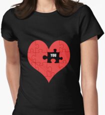 Heart Puzzle (black) Women's Fitted T-Shirt