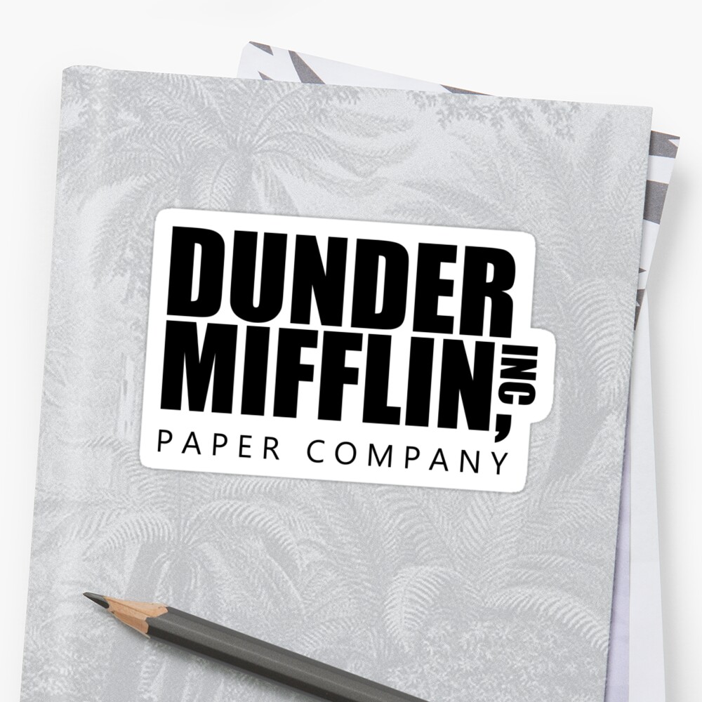 "Dunder Mifflin Logo - B/W Sticker" Sticker By Pickledbeets | Redbubble