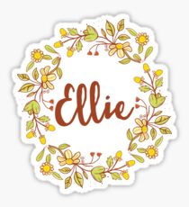 Pegatina El hermoso nombre de Ellie y corona de ramo floral