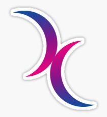 Double Crescent Moon Bisexual Pride Symbol Sticker
