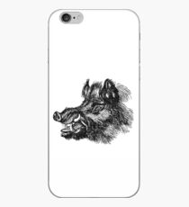 Vintage Wild Boar Head Illustration Retro 1800s Black and White Image iPhone Case