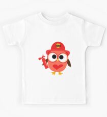Emergency Professions Owl Firefighter Kids Tee