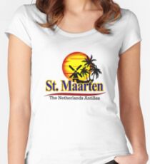 St. Maarten, The Netherlands Antilles Women's Fitted Scoop T-Shirt