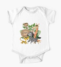 Wild Animals Zoo Animals Giraffe Zebra Lion One Piece - Short Sleeve