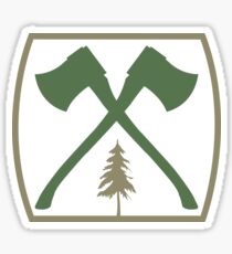 Axe Crossing Badge w/ Tree | Lumberjack Logo Sticker