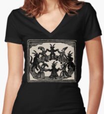 Camiseta entallada de cuello en V Brujas danza en círculo