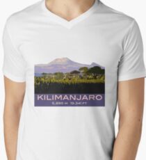 Kilimanjaro-Andenken-Entwurf, in der Weinlese-Reise-Plakat-Art T-Shirt mit V-Ausschnitt
