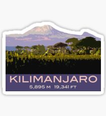 Mount Kilimanjaro Souvenir Design, in Vintage Travel Poster Style Sticker