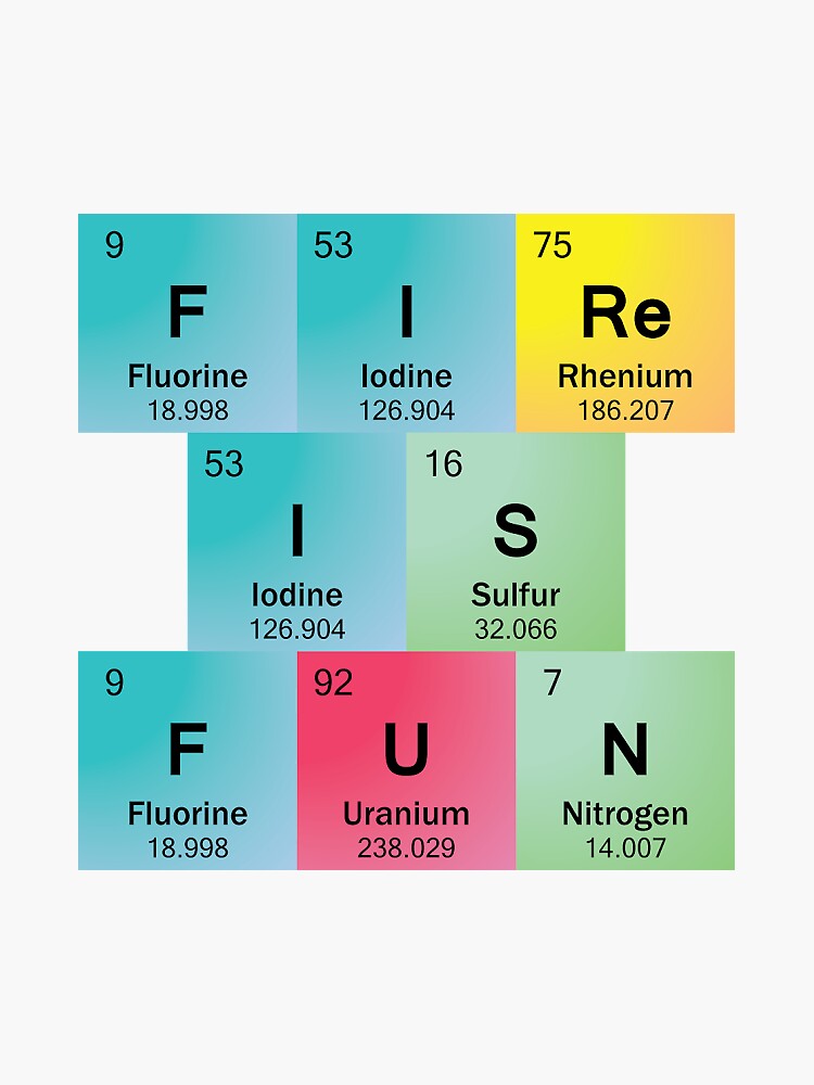 "Fire Is Fun in Periodic Table Element Symbols" Sticker by sciencenotes