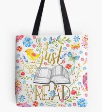I Just Want To Read - White Floral Tote Bag