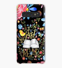I Just Want To Read - Black Floral Case/Skin for Samsung Galaxy