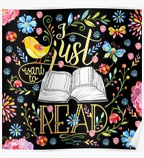 Póster Solo quiero leer - Floral negro