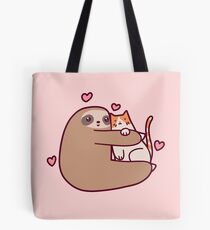 Sloth Loves Cat Tote Bag