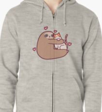 Sloth Loves Cat Zipped Hoodie