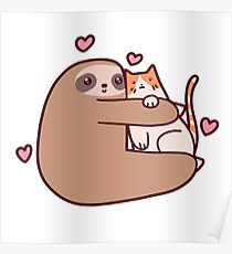 Póster Sloth Loves Cat