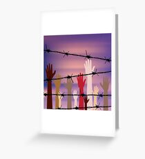 Hands Behind a Barbed Wire Greeting Card