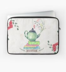 Funda para portátil Libros y té Acuarela